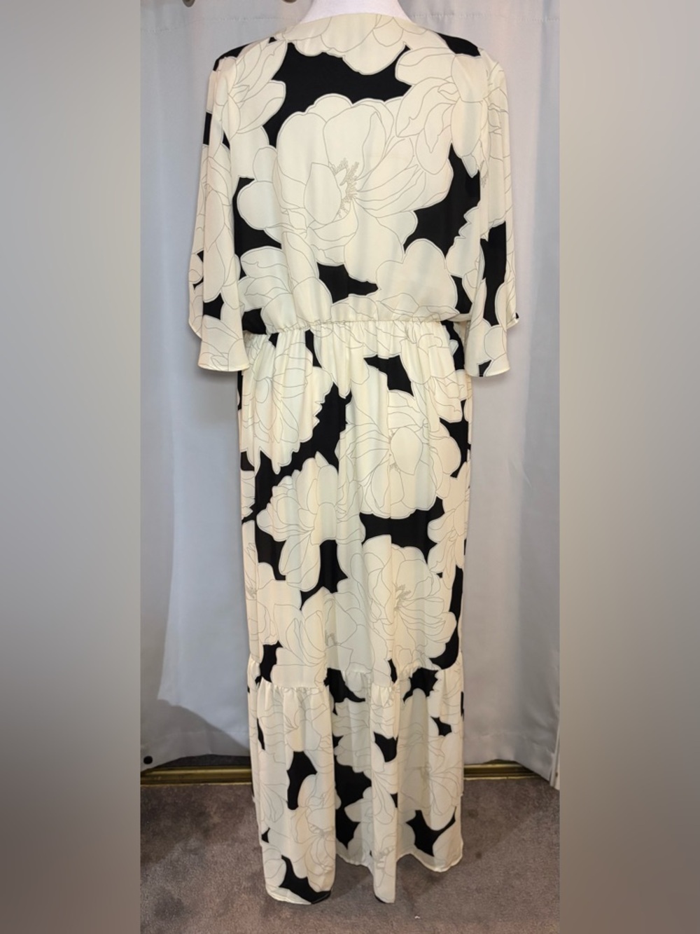 Sugarlips Floral Maxi Dress 2X Black Cream Button Front Boho - Picture 7 of 7